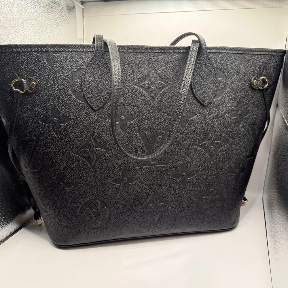 Louis Vuitton Black Embossed Monogram Leather Tote with Zip Pouch - Picture 5 of 6